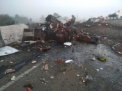 На въезде в город Назарово взорвалась  фура. Водитель погиб