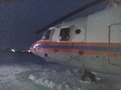 Огромный вертолет остался «ночевать» в Назаровском районе